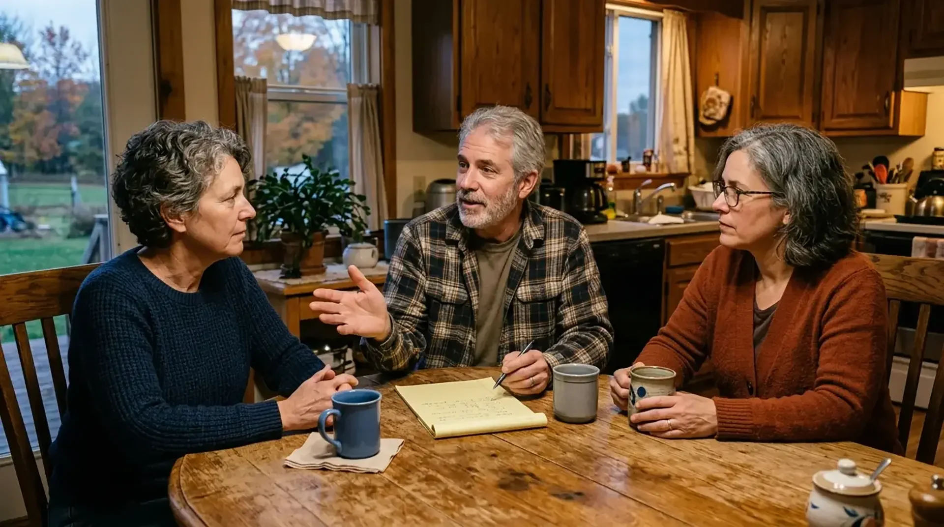 siblings speaking about their parent's senior care management