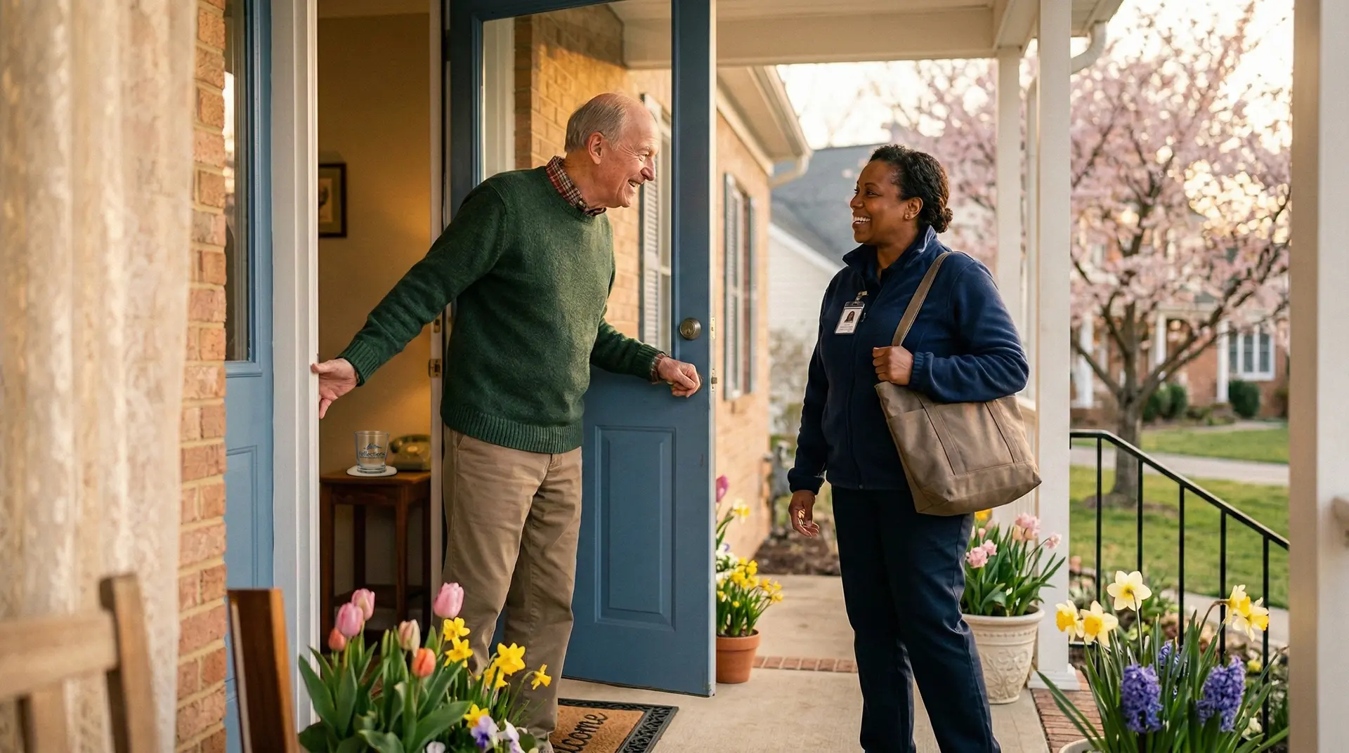 caregiver speaking with elderly man