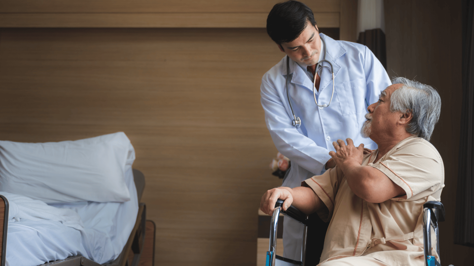 caretaker helping senior man